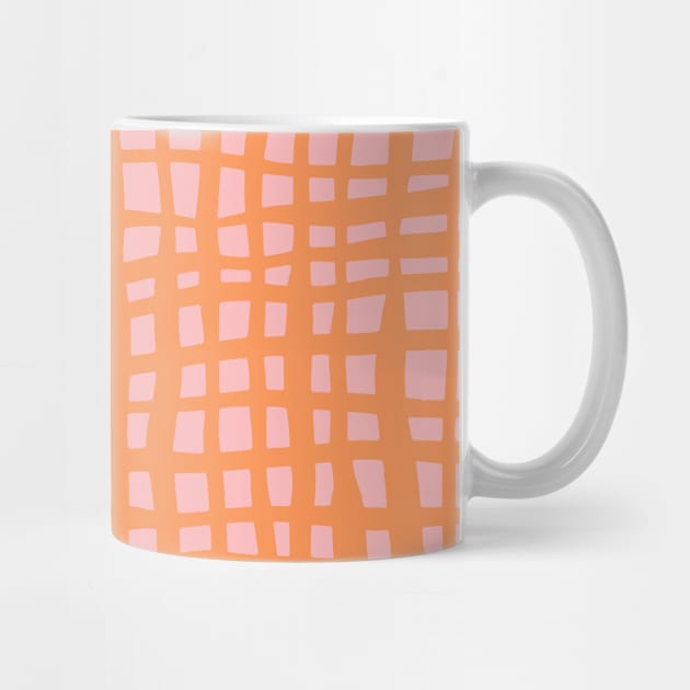 Retro grid pattern - pastel orange and pink by wackapacka